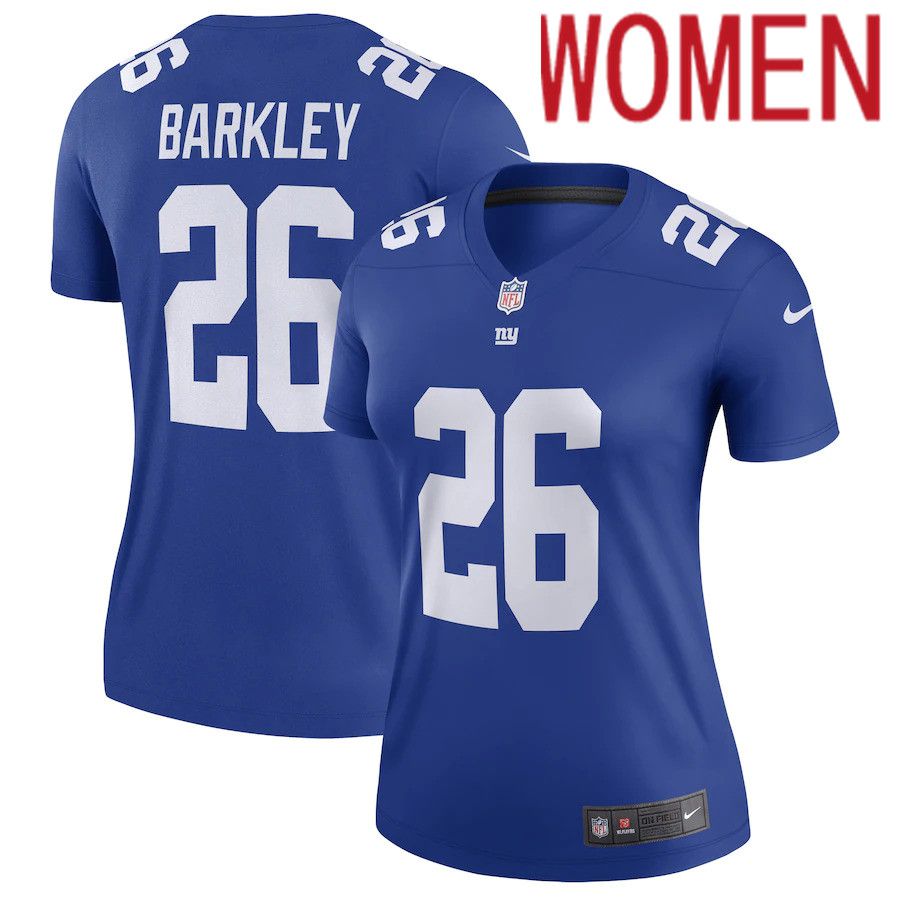 Women New York Giants #26 Saquon Barkley Nike Royal Legend NFL Jersey